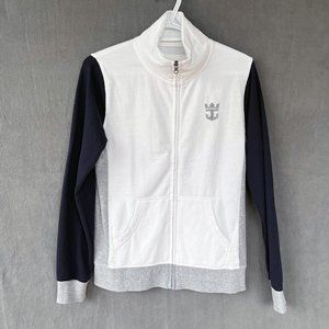 Royal Caribbean White/Navy/Grey Zip Up Fleece Sweater size Small